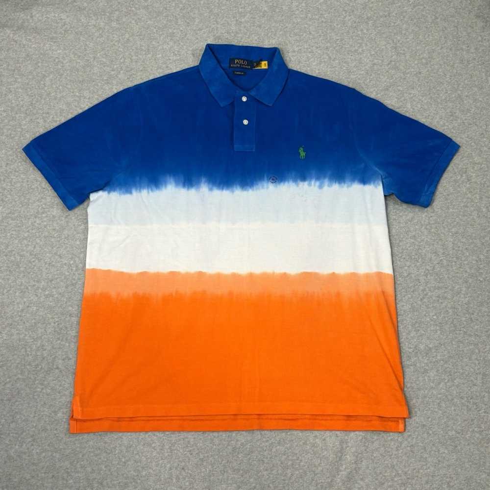 Polo Ralph Lauren Mens Shirt Size XL Ombre Blue White Orange Short Sleeve Top